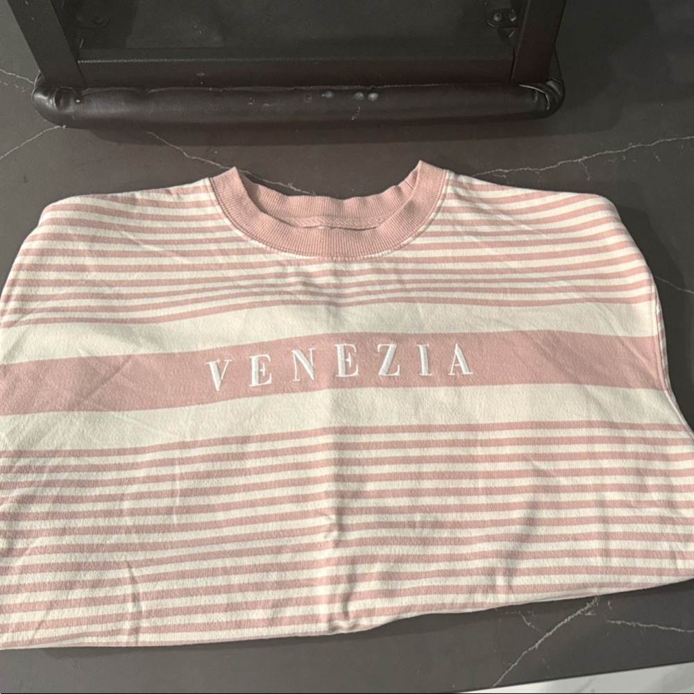 La Hearts Pink and White Striped Sweater